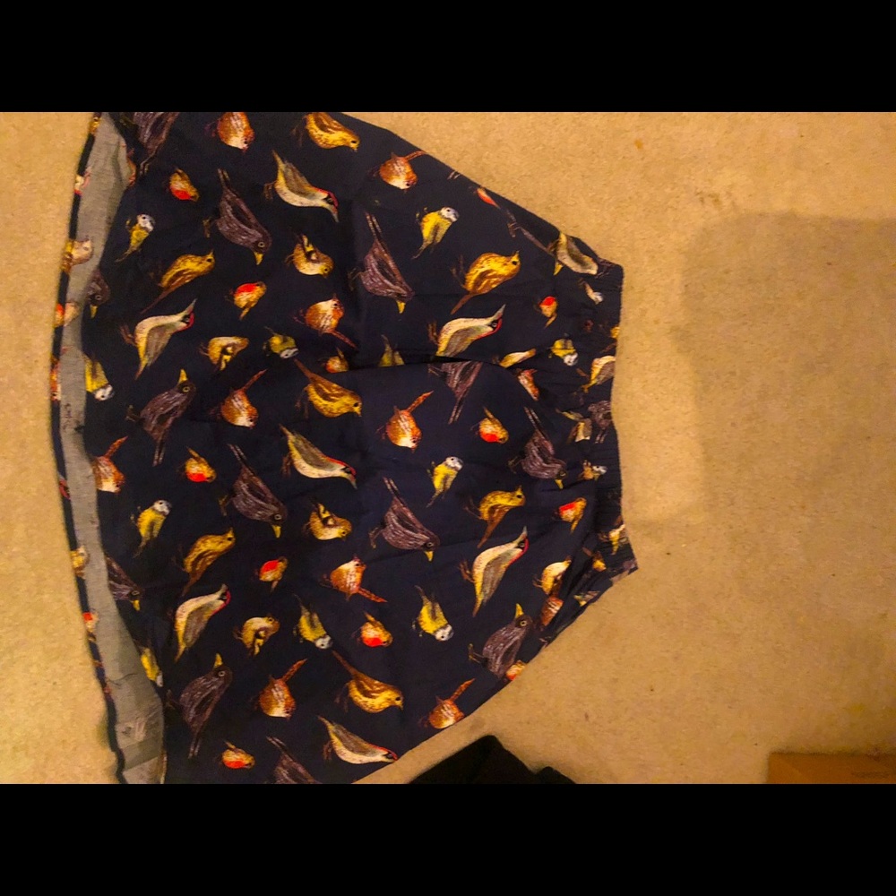 Lined A Line navy skirt with birds, knee length, Grace Karin
